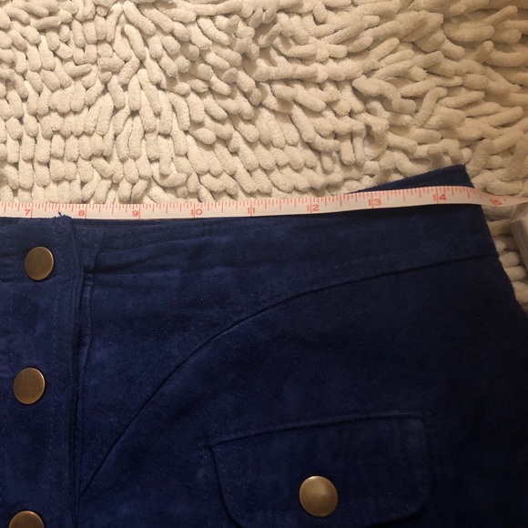 ANTHROPOLOGIE Blue Suede Skirt 6 $199 - Picture 4 of 4